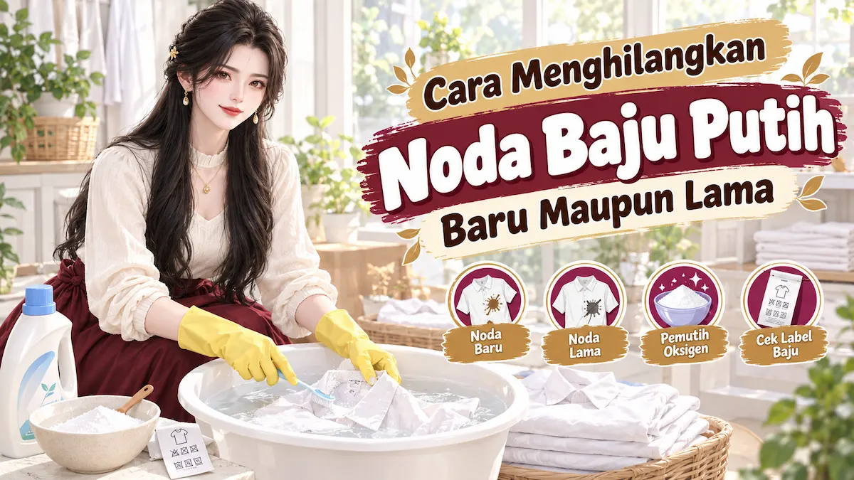 Arum merendam baju putih dengan pemutih oksigen untuk menghilangkan noda